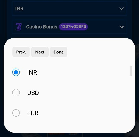 currency selection for mostbet registration via email
